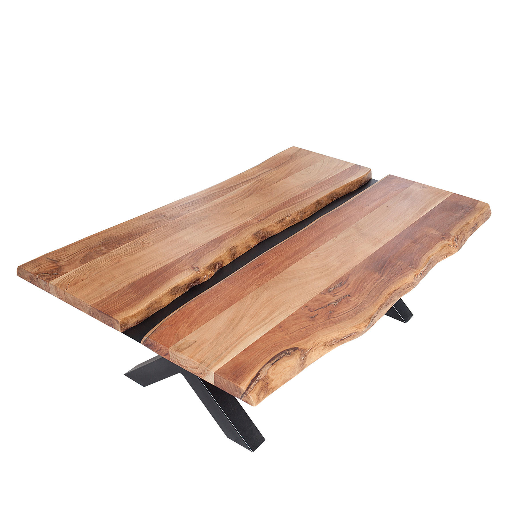 COUCHTISCH AMAZONAS Akazie rechteckig Natur|Schwarz 105cm - Silberfarben/Schwarz, Holz/Metall (52/105/40cm) - riess-ambiente