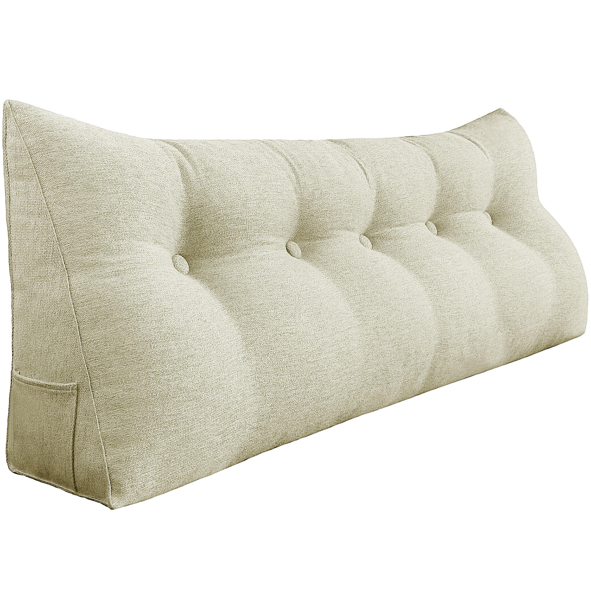 RÜCKENKISSEN für Bett Leinenlook Weiß 160 cm - Weiß, Textil (50/160cm) - Vercart