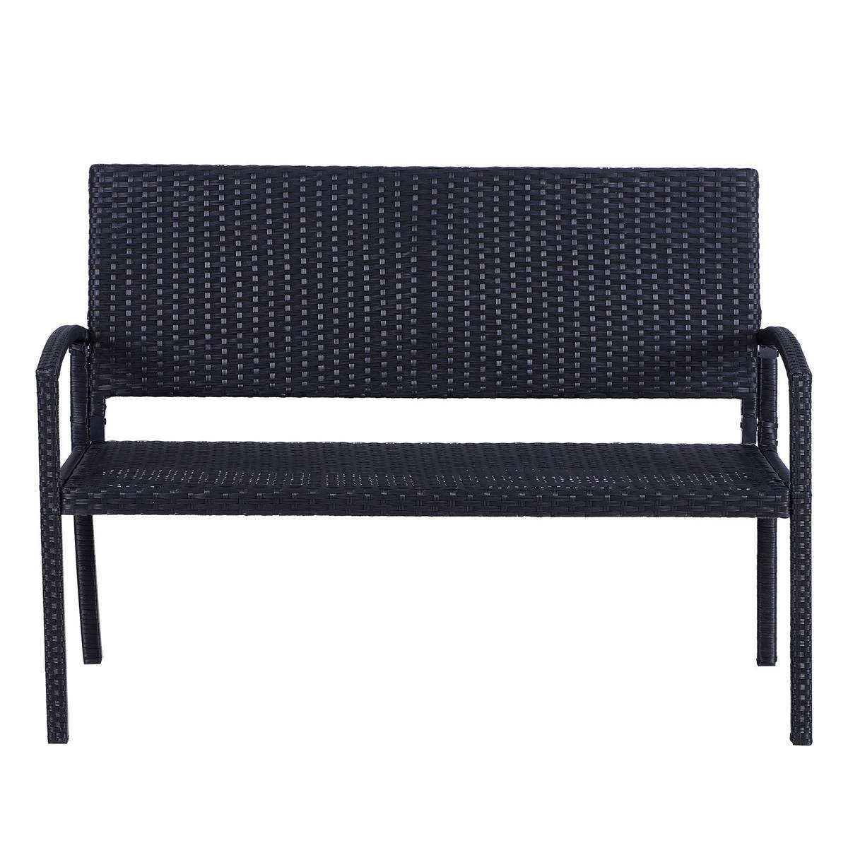 GARTENBANK DE-07559 für 2 Personen in Rattanoptik Schwarz - Schwarz, Metall (122/85/60cm) - ComfortXL
