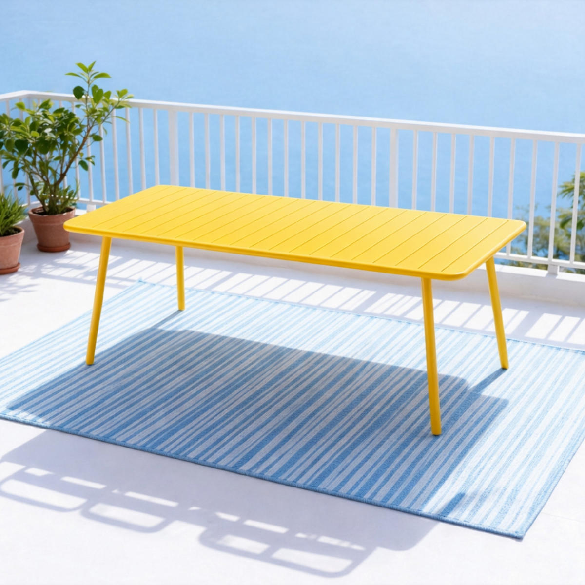GARTENTISCH Bergame Gelb 10-sitzig - Gelb, Metall (234/96/72cm) - Concept Usine