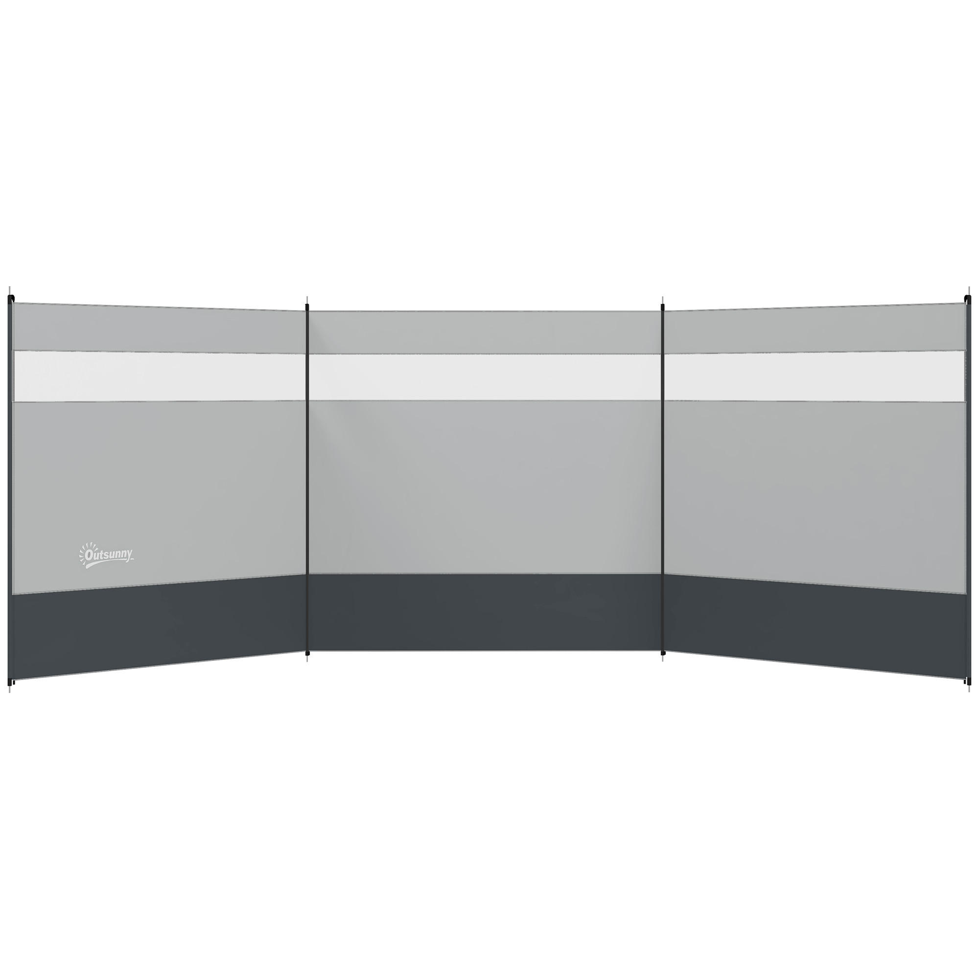 WINDSCHUTZ 3er Set Polyester Stahl Grau - Grau, Kunststoff (1/140cm) - Outsunny