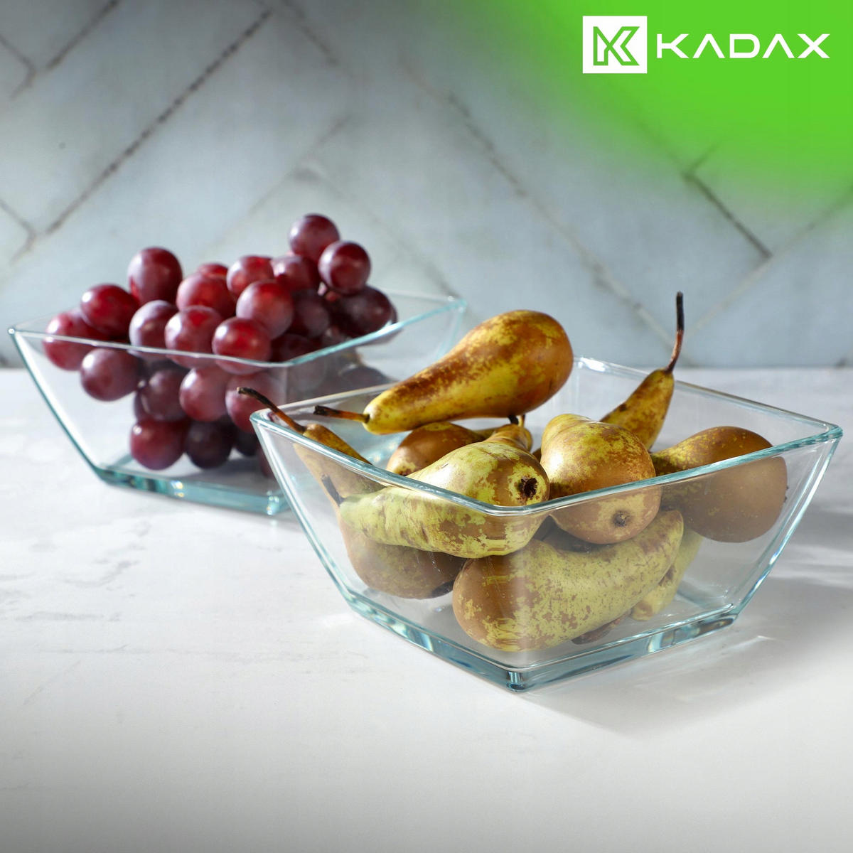SALATSCHÜSSEL, Quadratisch, 19 cm, 2 Stück - Transparent, Glas (19cm) - KADAX
