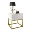NACHTTISCH BLANCO GOLD II auf goldenem Gestell Weiß Hochglanz - Weiß Hochglanz, Holzwerkstoff (45/52/36.5cm) - Lookway
