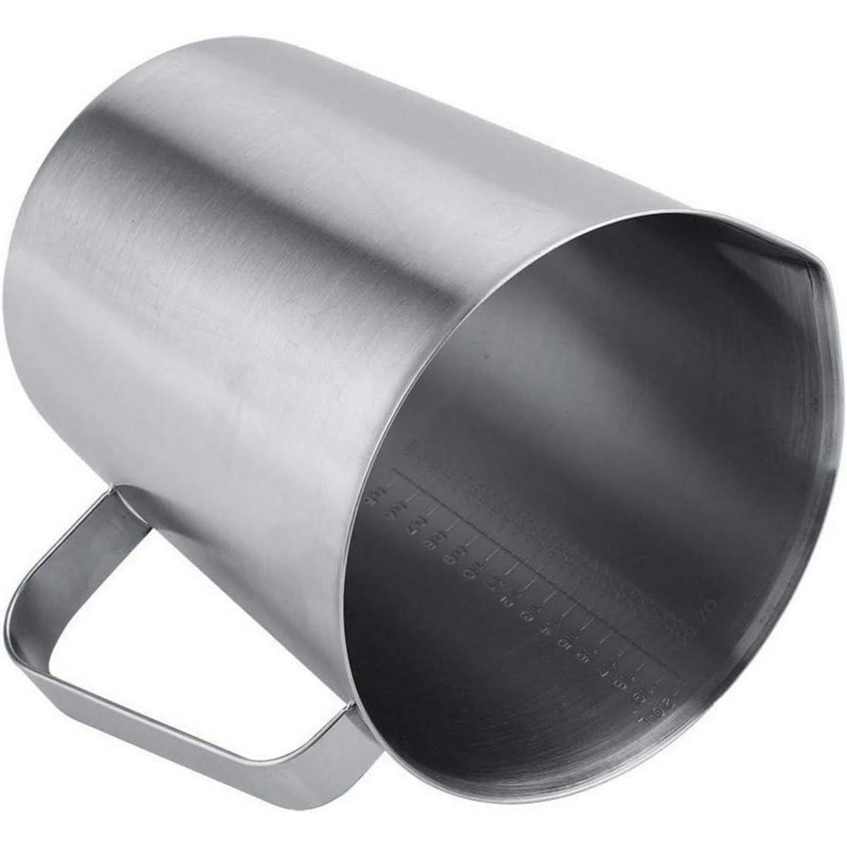 MESSBECHER Edelstahl 2000 ml mit Griff - Silberfarben, Metall (2L)