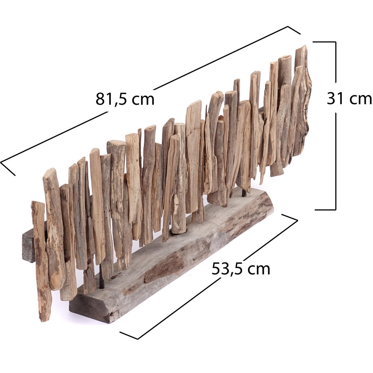 SKULPTUR Solea 80 cm, Treibholz auf Sockel naturfarben - Naturfarben, Holz (82/31/11cm) - CREEDWOOD