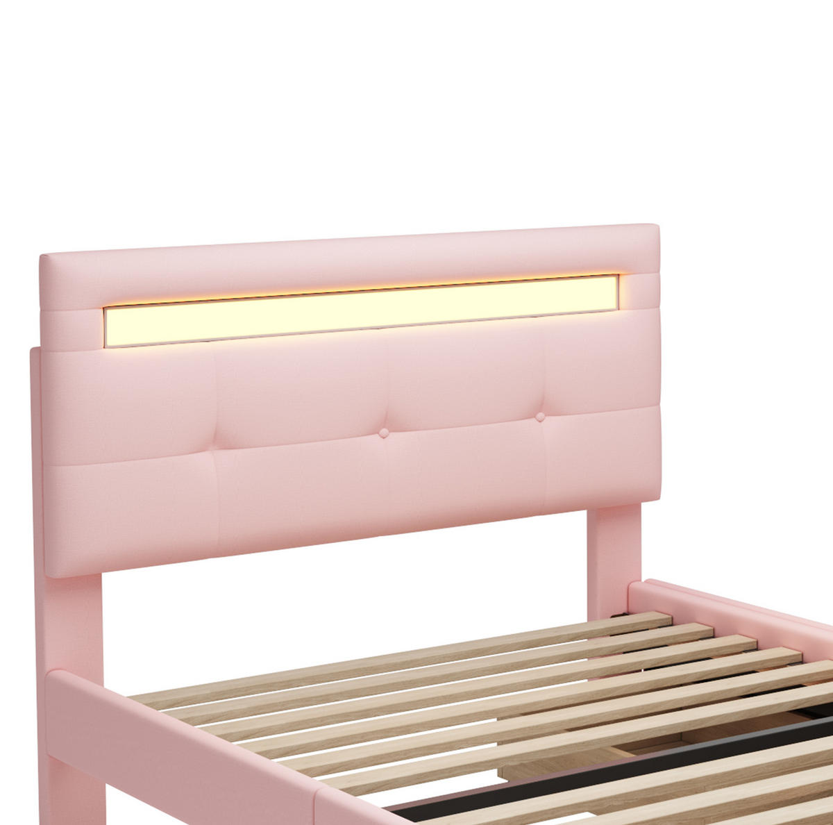 BETT mit LED und 2 Schubladen 90x200 cm Pink - Pink, Holz (90/200cm) - Meubliv