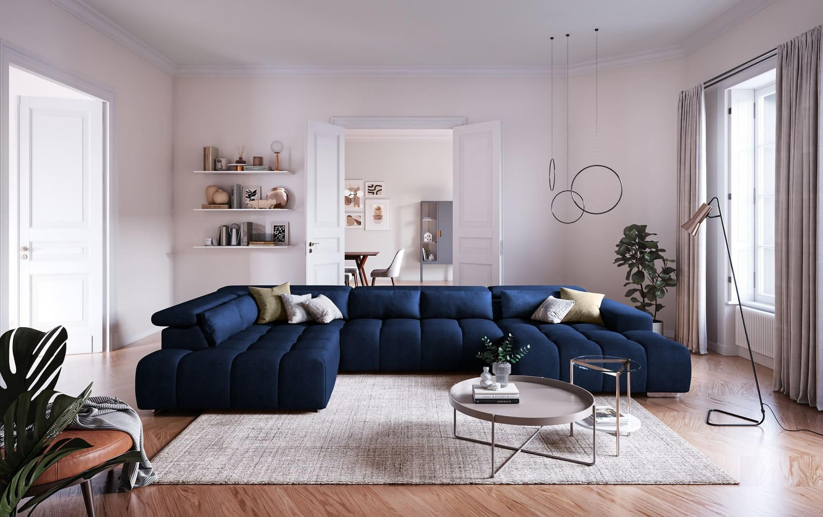 Thumbnail - Cotta David, Hellgrau, Metall, Echtholz,Fichte, L-Form,L-Form, 25.4x16.7 cm, Wohnzimmer, Sofas & Couches, Wohnlandschaft...