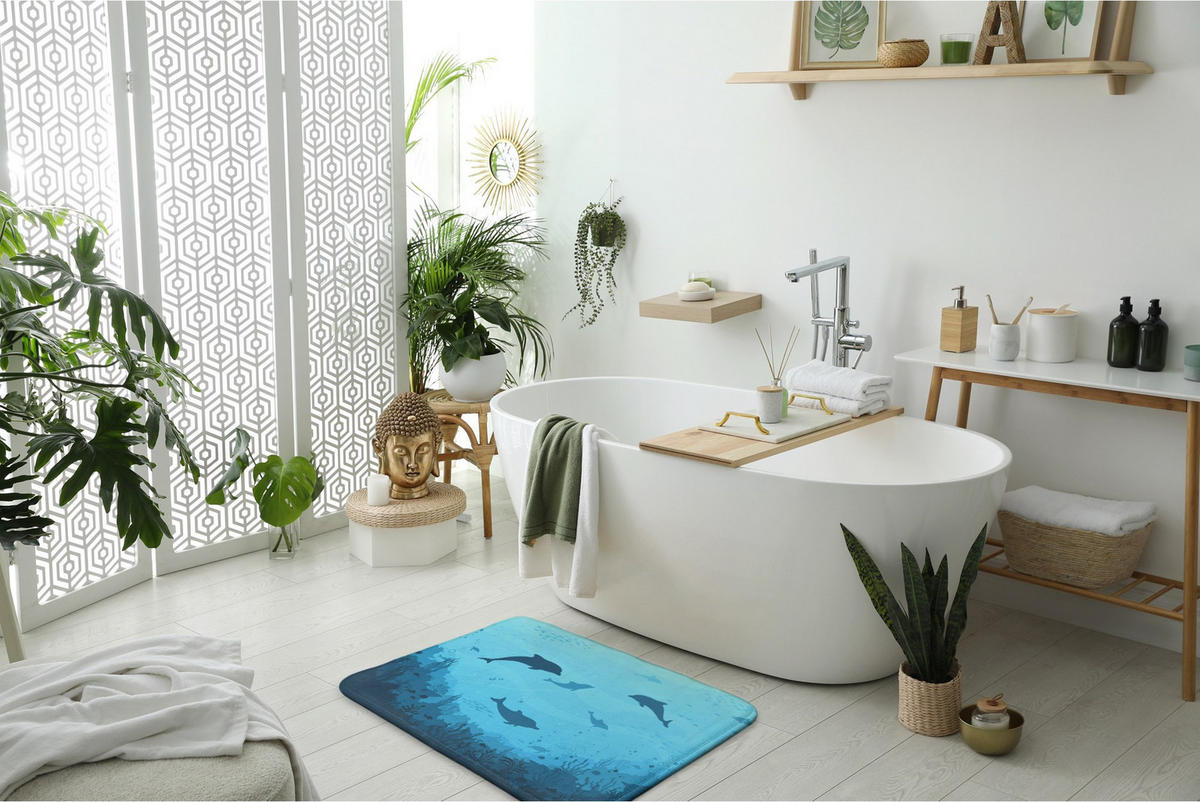 BADTEPPICH 75x45 cm Delphine - Hellblau, Textil (75/45cm) - TULUP