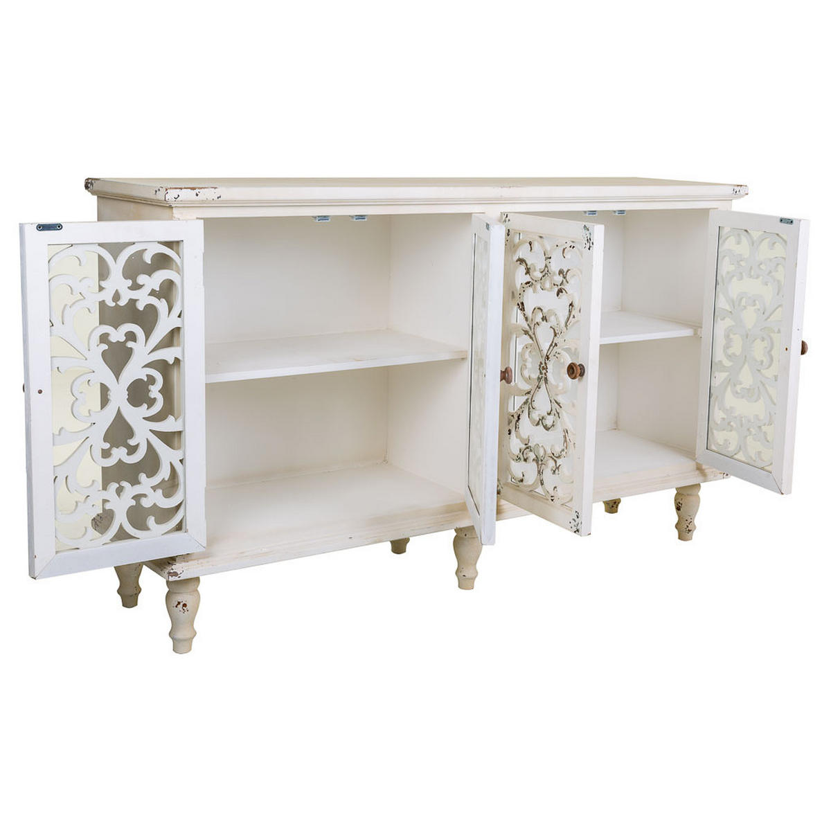 ANRICHTE aus Holz mit 4 Türen 152x40x91 cm - Weiß, Holzwerkstoff (152/91/40cm) - Wanderlust