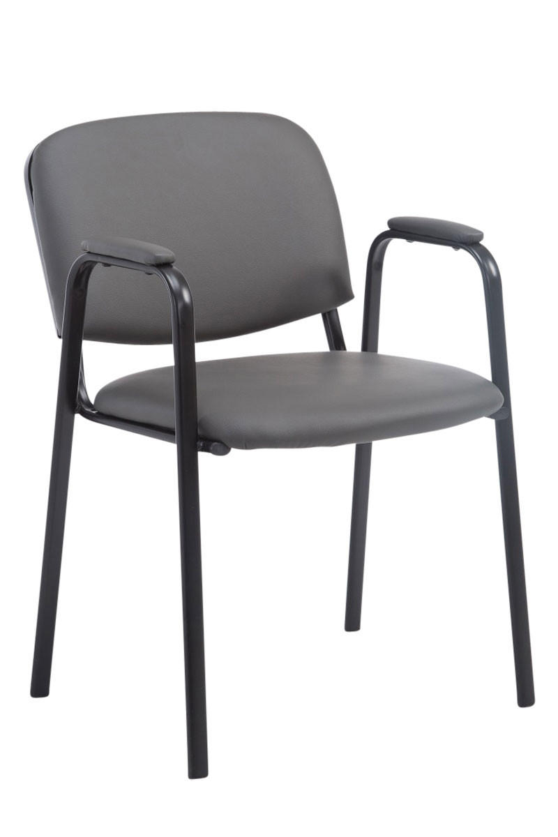 BESUCHERSTUHL Keen PRO, Kunstleder mit Armlehne - Gestell Schwarz / Bezug Grau - Schwarz/Grau, Textil/Metall (53/79/53cm) - TPFLiving