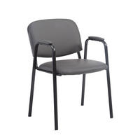 BESUCHERSTUHL Keen PRO, Kunstleder mit Armlehne - Gestell Schwarz / Bezug Grau - Schwarz/Grau, Textil/Metall (53/79/53cm) - TPFLiving