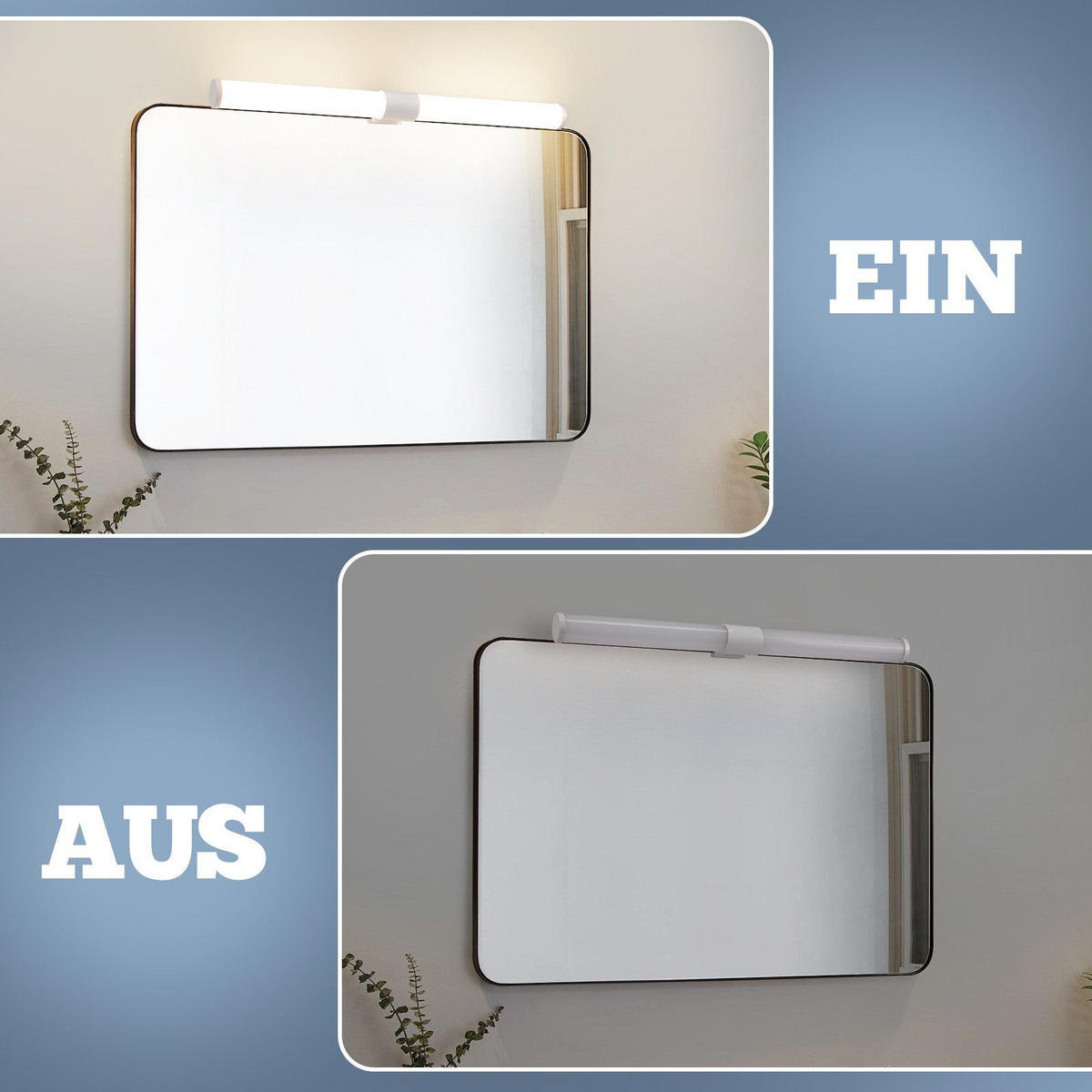 SPIEGELLEUCHTE ALBERT II 40/5.2/3.2CM - Weiß, Kunststoff (40/5.2/3.2cm) - Nettlife