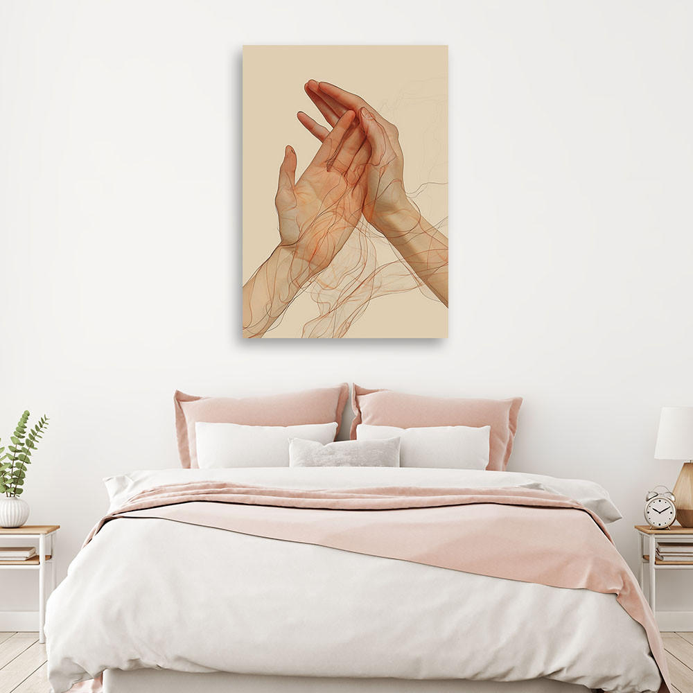 LEINWANDBILD Minimalistische Abstraktion Hände 70x100cm - Beige, Textil (70/100cm) - Feeby