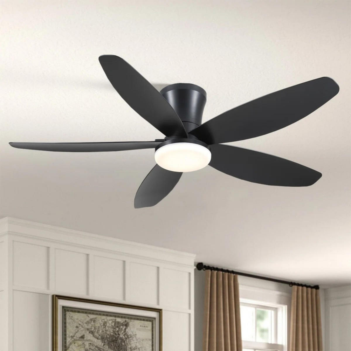 DECKENVENTILATOR Schwarz 91,4 cm mit LED und leisem DC-Motor - Schwarz, Kunststoff (91.4/91.4/21.8cm) - Surtime