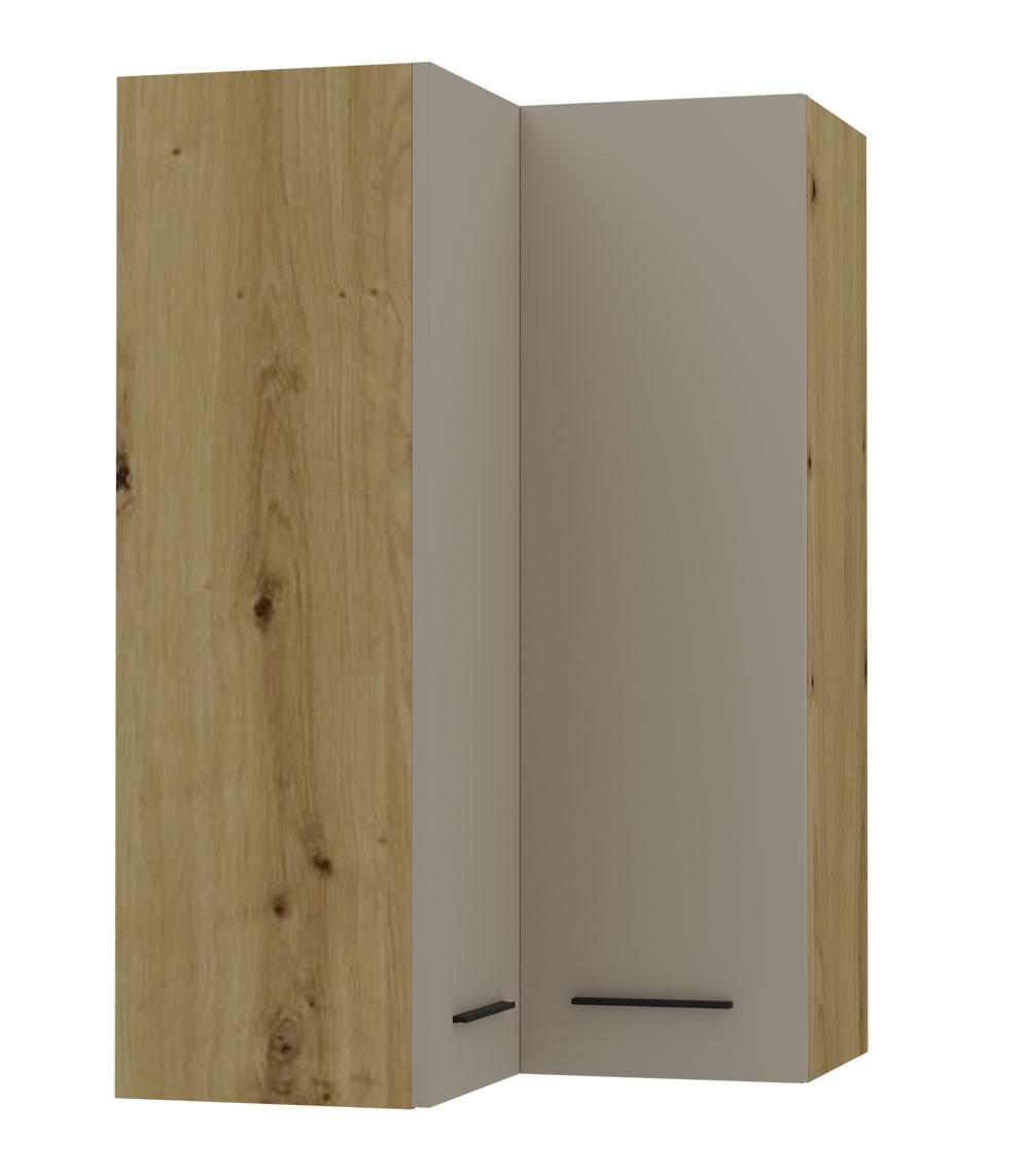 ECKHÄNGESCHRANK Bonn W14/60 Eiche Artisan / stone grey matt 60 / 60 / 96cm - Graubraun/Eiche Artisan, Holz/Holzwerkstoff (60/96/60cm) - Feldmann-Wohnen