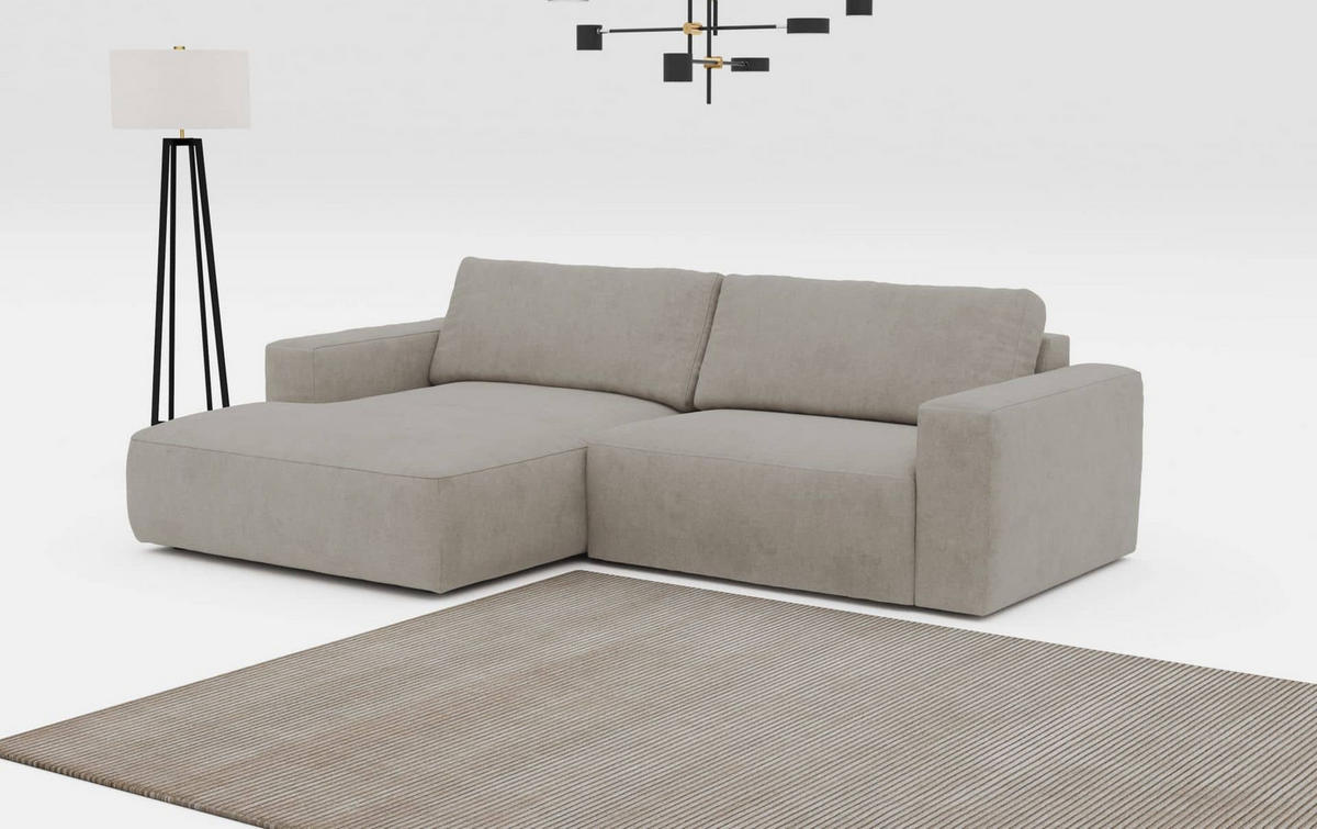 ECKSOFA mit losen Rückenkissen, wasserabweisender All Senses Stoff - Hellgrau/Schwarz, Holz/Kunststoff (288/175cm) - Cotta