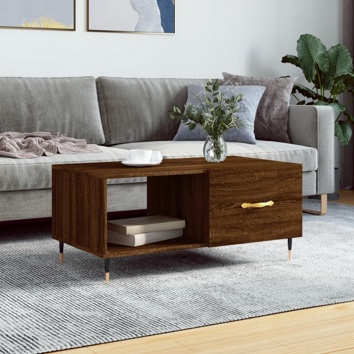 COUCHTISCH Braun Eichen-Optik 90x50x40 cm Holzwerkstoff - Braun, Holzwerkstoff (50/90/40cm) - furnicato