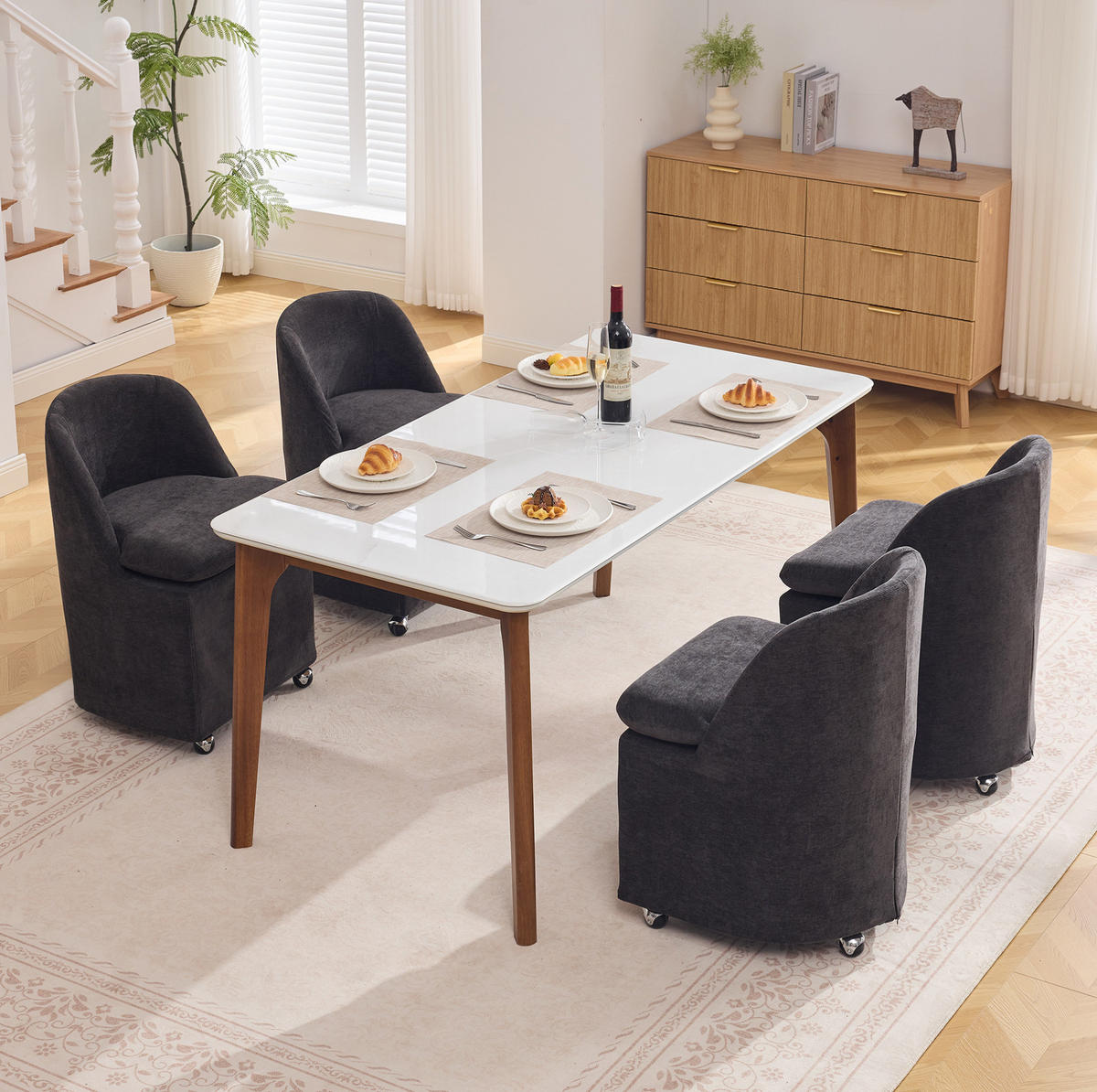 ESSZIMMERSTUHL 2er-Set drehbar 53 x 53,5 x 78,5 cm Grau - Grau, Metall (53/78.5/53.5cm) - Meubliv