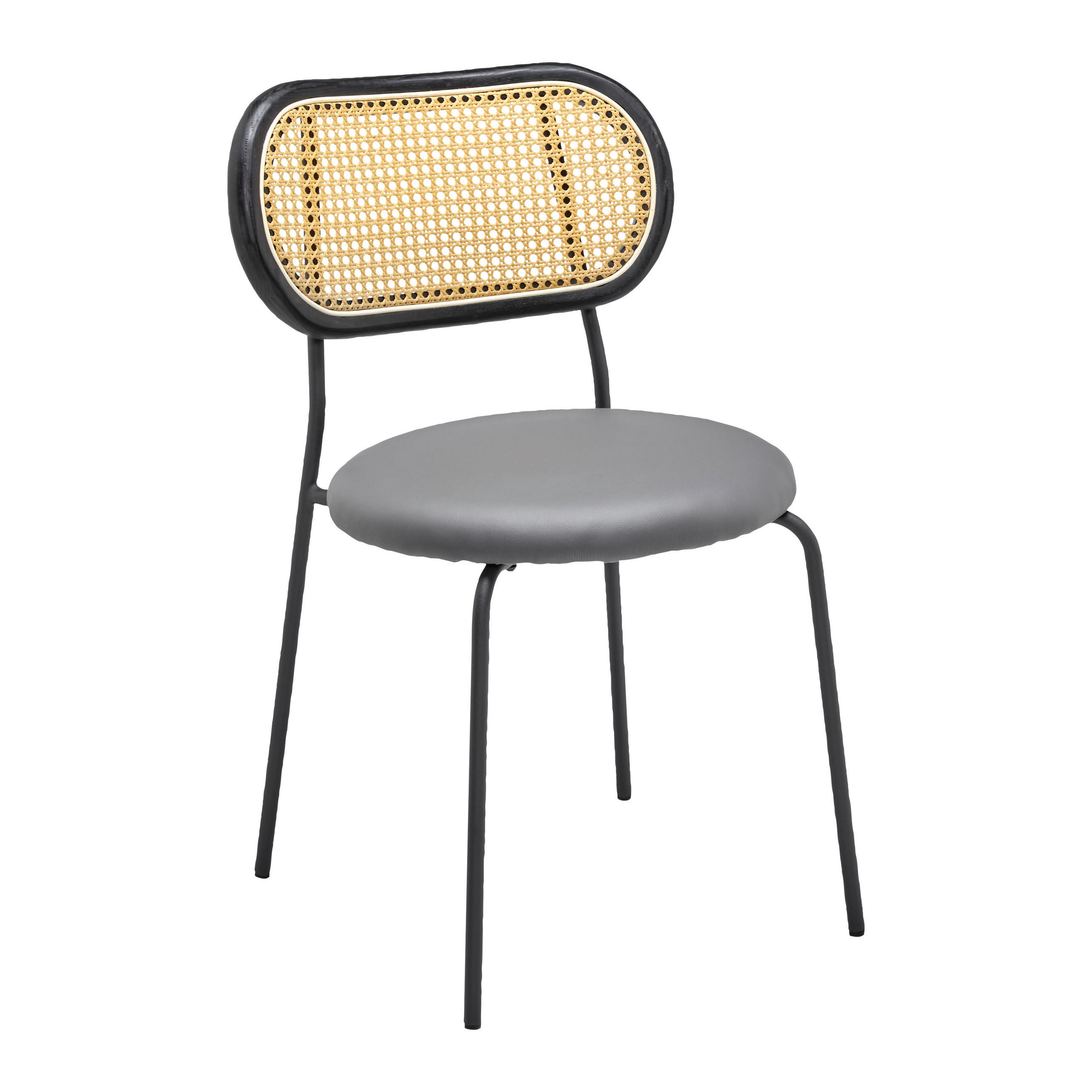 STUHL Casa Grau Lederlook Gepolstert - Grau, Holz (42/77/51cm) - Bessagi Home