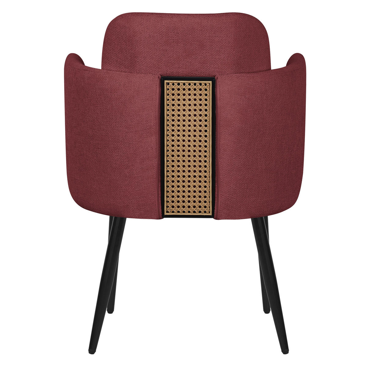 ESSZIMMERSTÜHLE 2er Set Rot mit Stoffbezug Rattan Optik - Rot/Schwarz, Textil/Metall (59/86/59cm) - ML-DESIGN