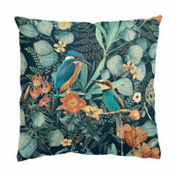 DEKOKISSEN Blumenparadies Eisvogel und Kolibri 50/50 cm - Grün, Textil (50/50/10cm) - Bilderwelten