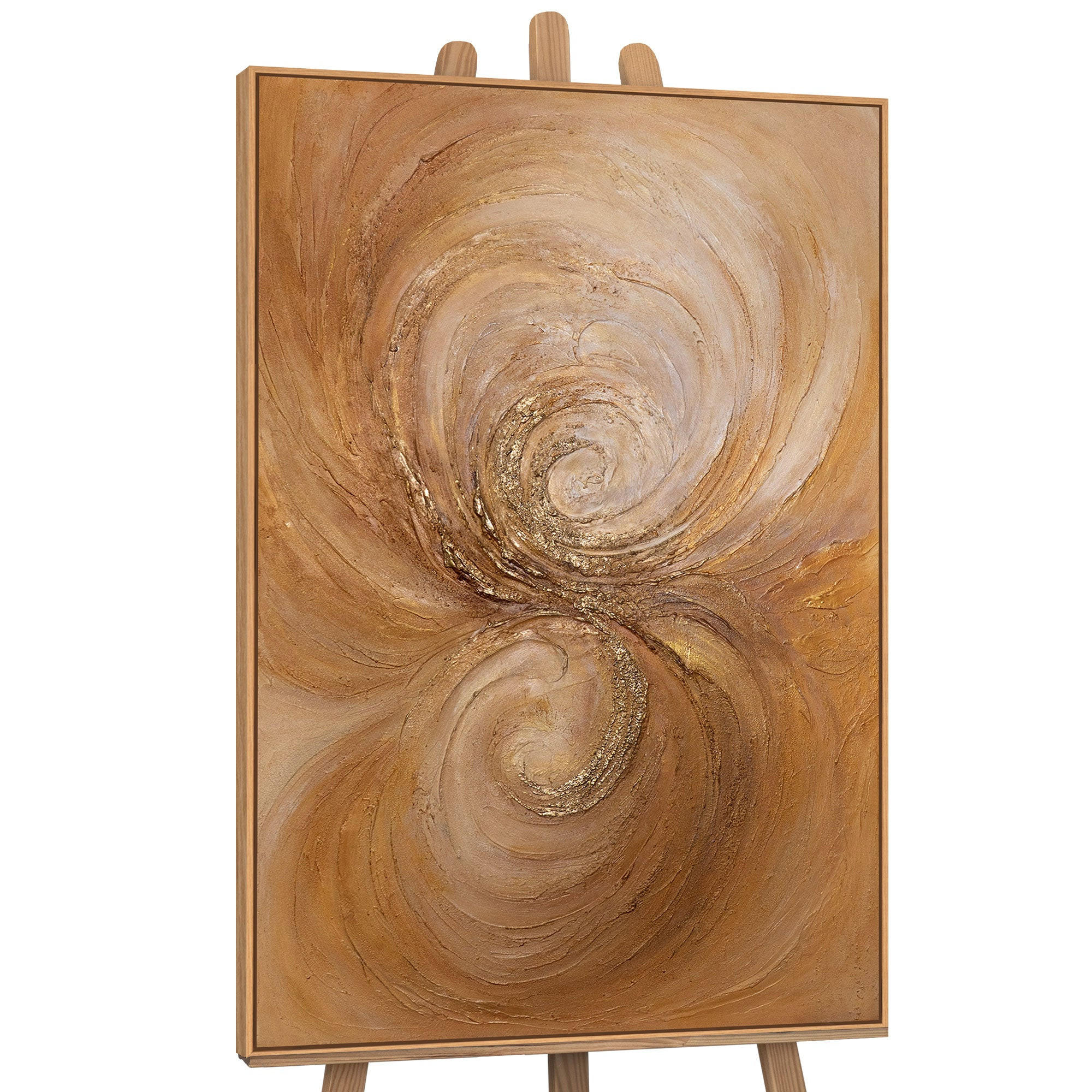 GEMÄLDE Wirbelwind der Wärme Schattenfugenrahmen Eichefarben 120x80 cm - Eichefarben, Holz (120/80cm) - YS-art gallery