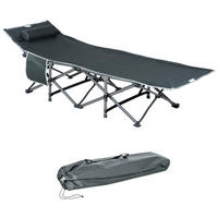 SONNENLIEGE Klappbare Liege mit Kopfkissen Grau - Grau, Metall (64.5/53/188cm) - ComfortXL