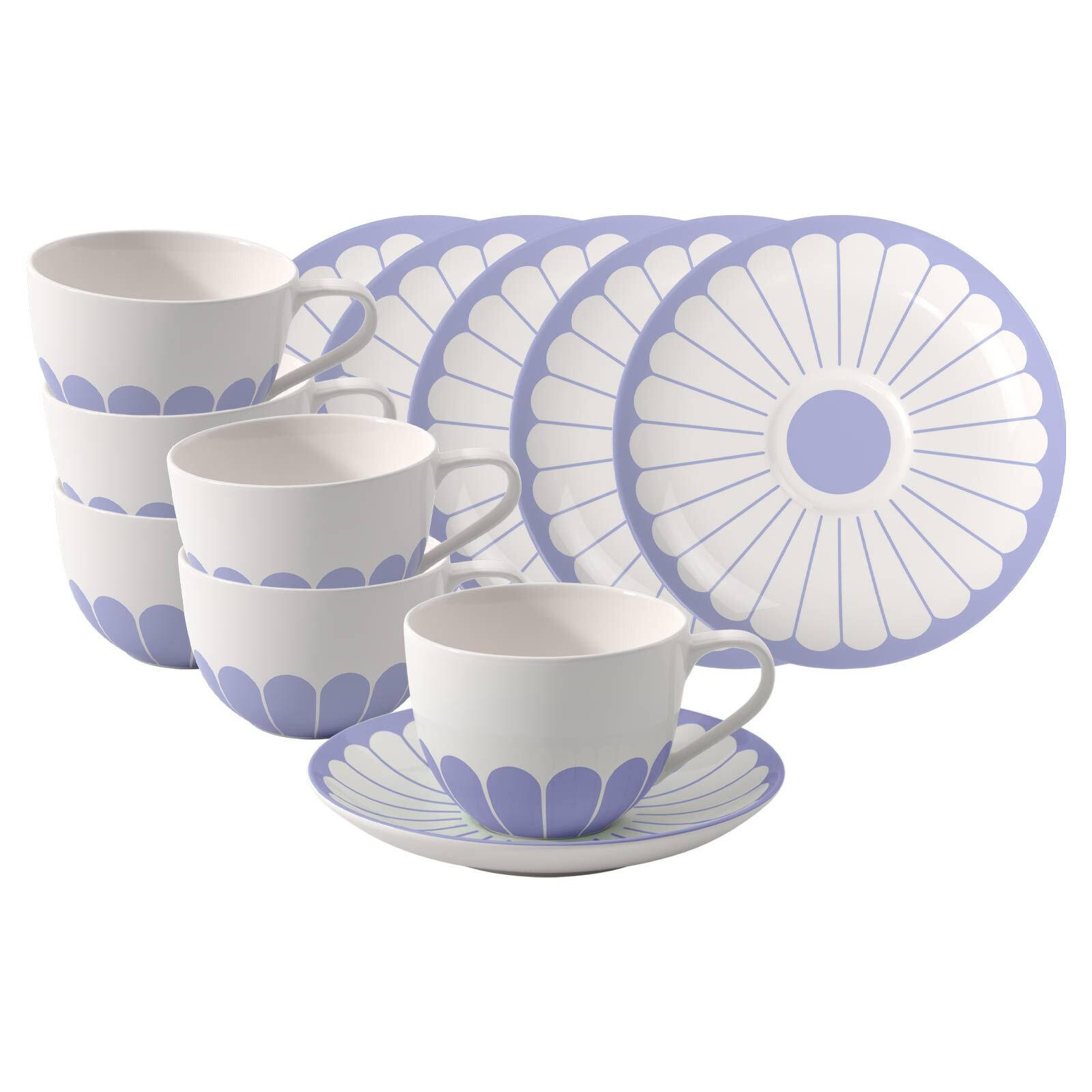 CAPPUCCINOTASSEN MIT UNTERTASSEN Fleur Couleur Bleu 300 ml 6er Set - Blau, Keramik (0.3L) - Villeroy & Boch