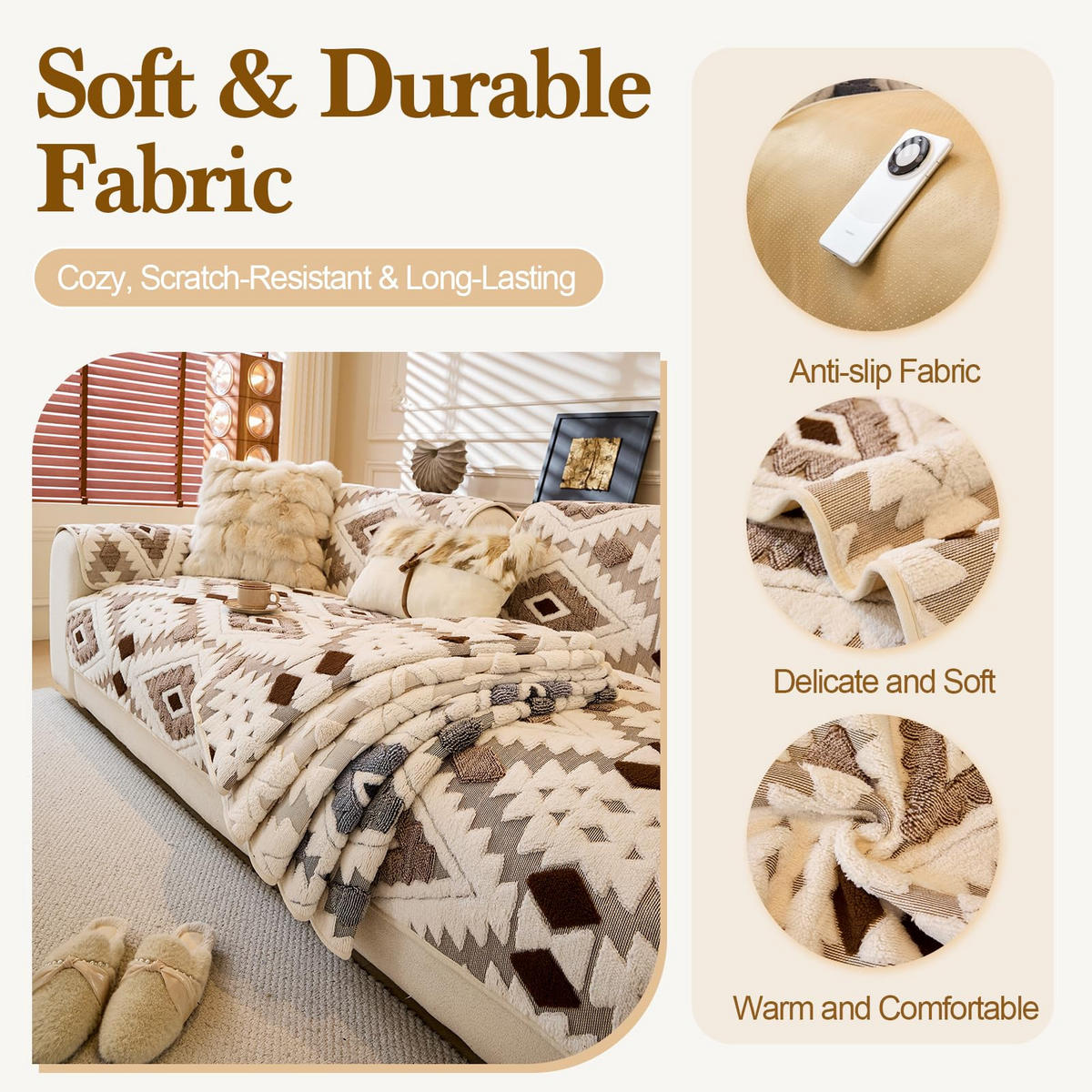 SOFAÜBERWURF ‎Jacquard Plush Braun 1 Stück - Braun, Textil (70/180cm) - Kaket