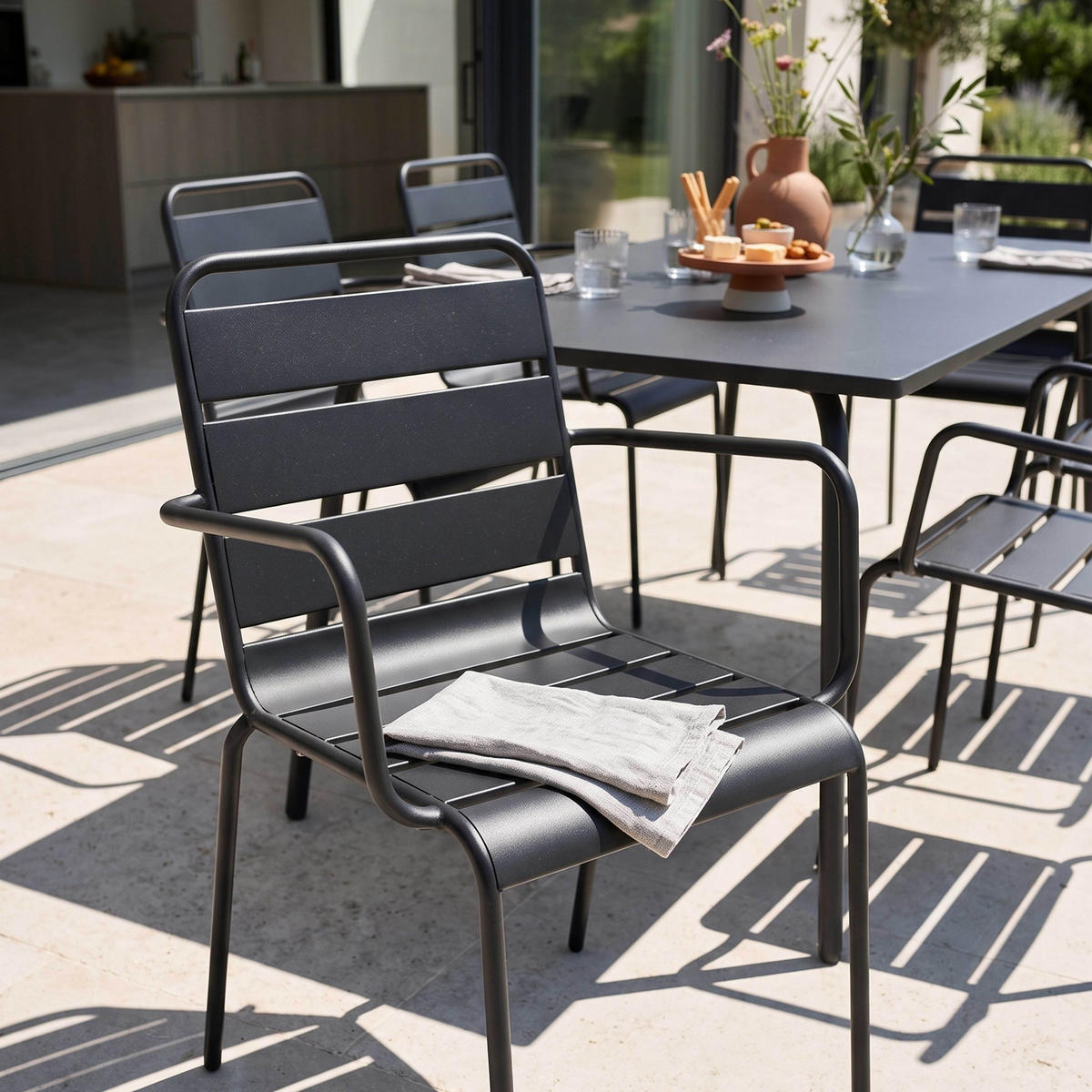 GARTENSET 7-tlg., Grau - Grau, Metall - Oviala