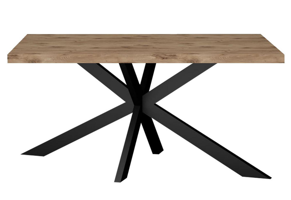 ESSTISCH Elgin 2 210x80x100 Metall+Holzwerkstoff Schwarz/Viking Oak - Eichefarben/Schwarz, Holzwerkstoff (210/100/80cm) - 58aufmkessel