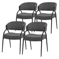 ESSZIMMERSTUHL 4er Set Küchenstühle gepolstert mit Webstoff-Bezug und Arm- und Rückenlehne Anthrazit - Anthrazit/Schwarz, Textil/Metall (54/81/65cm) - ML-DESIGN