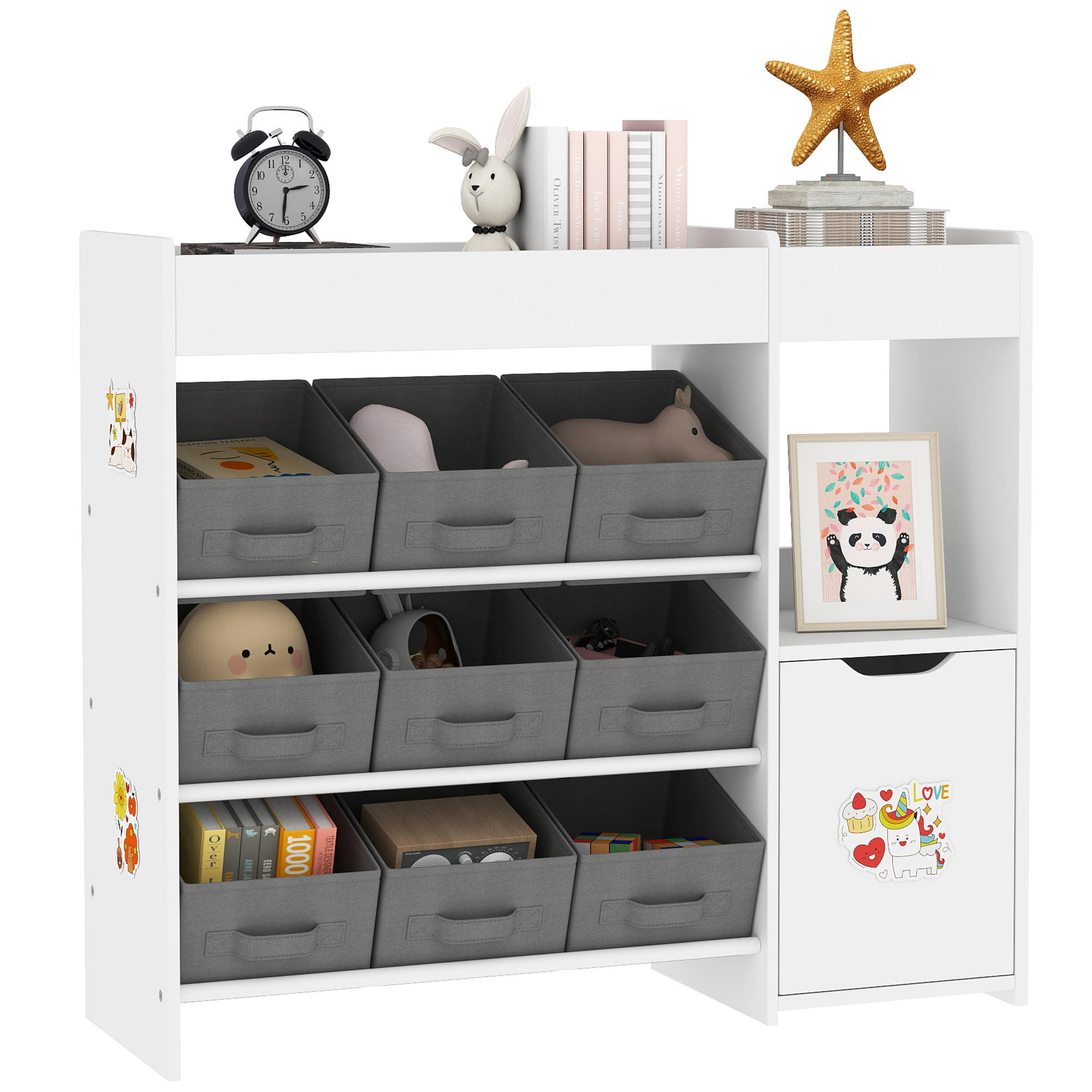 REGAL DE-17250 9 Stoff-Schubladen & Türfach Weiß - Weiß, Holzwerkstoff (30/80/92cm) - ComfortXL