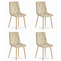 ESSZIMMERSTUHL 4-er Set TYRA hellbeige Sitzfläche, Beine in Holzfarbe - Hellbraun/Eichefarben, Textil (44.5/87/54.5cm) - Valora
