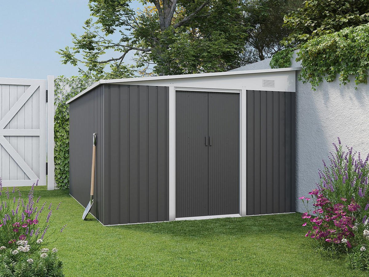 SCHREBERGARTENHAUS - 269 cm x 334 cm - metall - anthrazitgrau Daxton - Anthrazit, Metall (269/168/334cm) - Vente-Unique