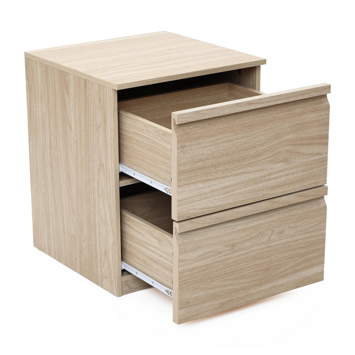 NACHTTISCH Holz mit 2 Schubladen, Holzoptik | B40 x T40 x H49 cm - Hellbraun, Holzwerkstoff (39.5/48.5/39.5cm) - Hometopia