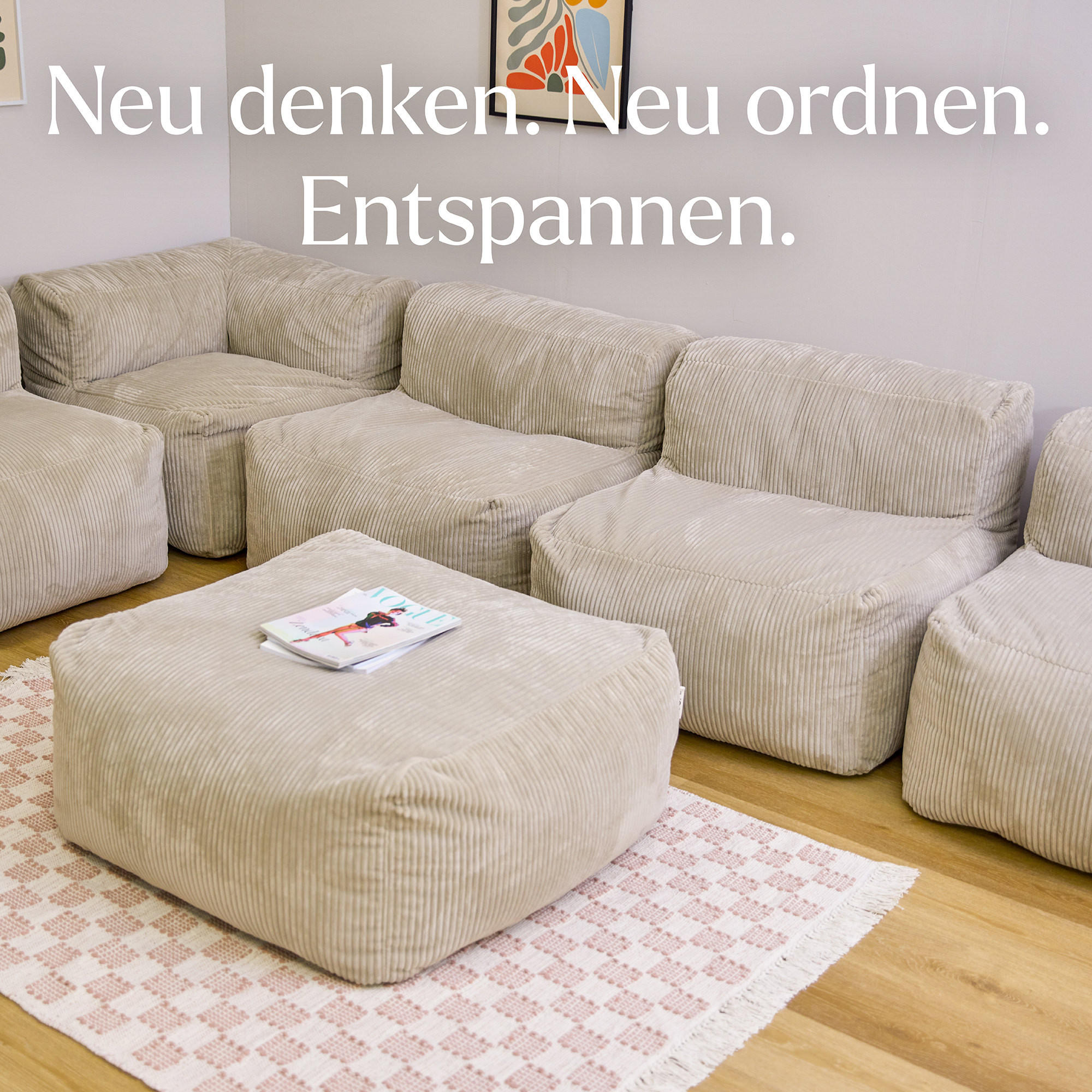 Thumbnail - icon Sitzsack-Sofa, Beige, Textil, 6-Sitzer, 500x68x100 cm, Wohnzimmer, Hocker, Sitzsäcke, XXL Sitzsäcke
