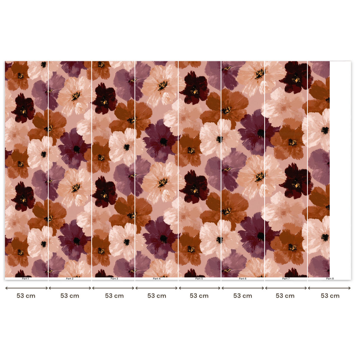 TAPETE - Blumen - Abstrakt - Erdtöne - 400x280 cm - Multicolor, Papier (400/280cm) - OnlyWow