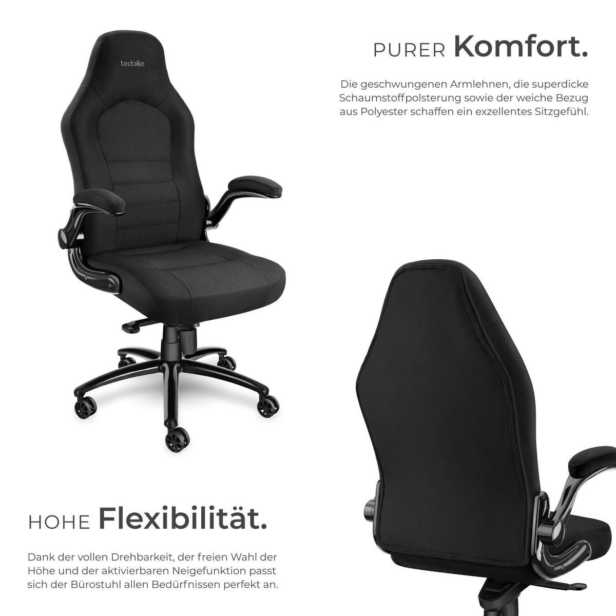 BÜROSTUHL Springsteen, stufenlos höhenverstellbar, schwarz - Schwarz, Kunststoff (70/131.5/67cm) - tectake