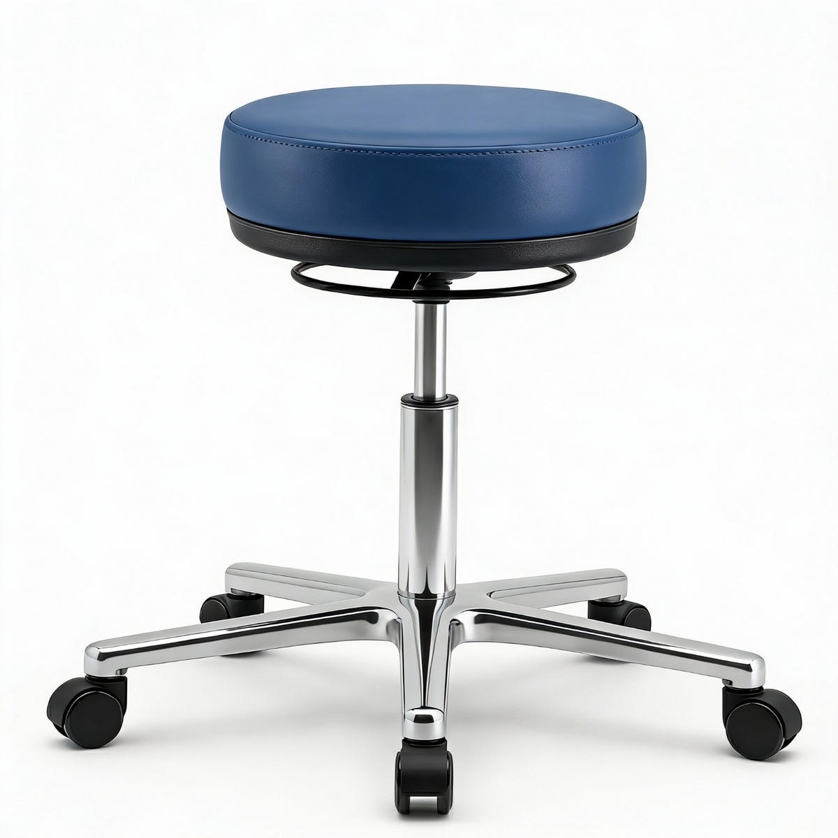 ARBEITSHOCKER Echtleder Blau - höhenverstellbar, 150kg belastbar - Blau, Leder/Metall (58/46/58cm) - Versee