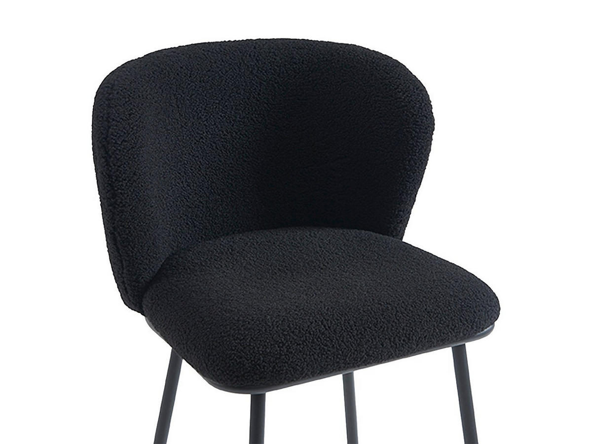 BARHOCKER 2er-Set - Bouclé-Stoff & Metall - Schwarz - SENORASE - Schwarz, Textil (50/97/54cm) - Vente-Unique