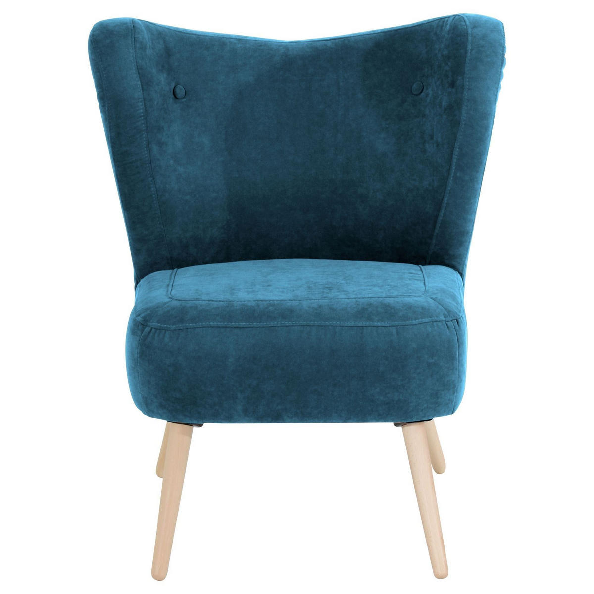 SESSEL Kathy Bezug Veloursstoff Buche natur / petrol - Blau, Kunststoff (70/86/69cm) - 58aufmkessel