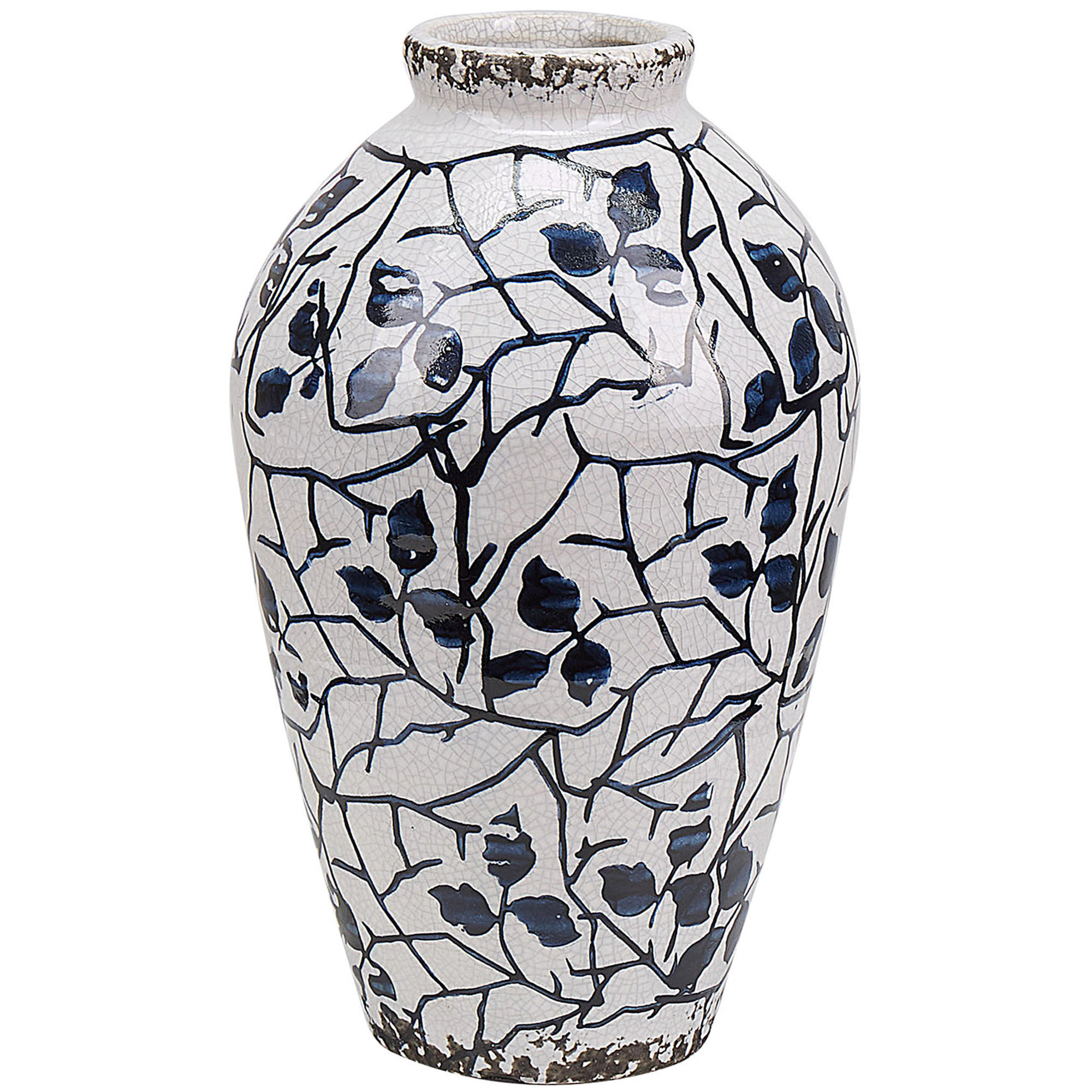 BLUMENVASE Steinzeug weiß Mallia - Weiß, Stein (20cm) - Beliani