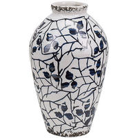 BLUMENVASE Steinzeug weiß Mallia - Weiß, Stein (20cm) - Beliani