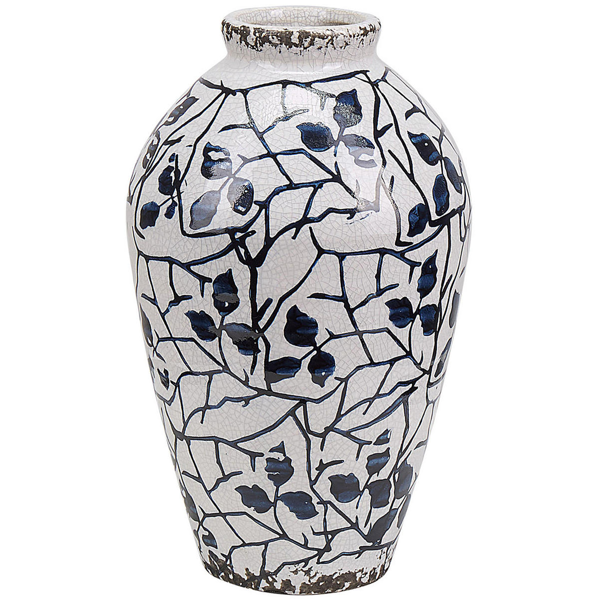 BLUMENVASE Steinzeug weiß Mallia - Weiß, Stein (20cm) - Beliani