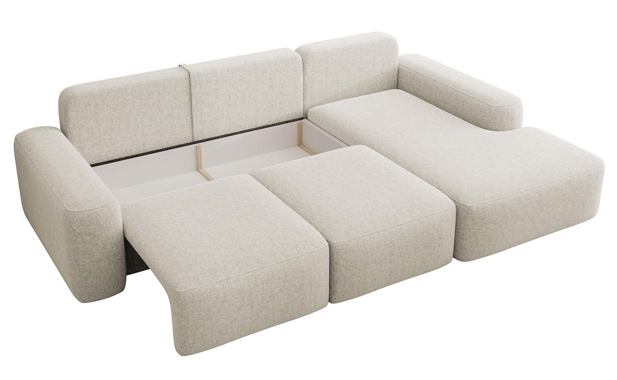 ECKSOFA Carnos Chenille-Bezug in Creme - Creme, Textil (264/162cm) - Selsey
