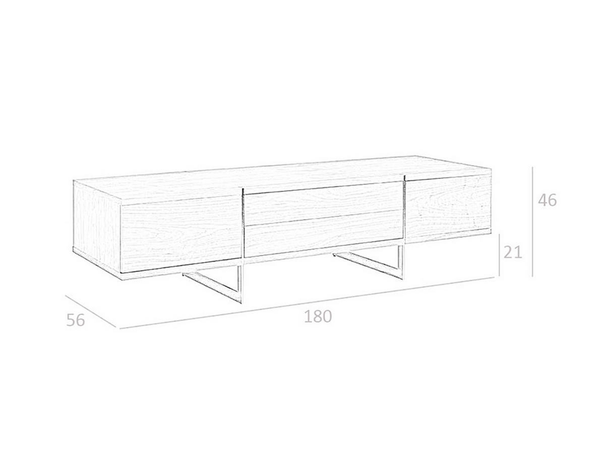 TV-ELEMENT Walnuss Stahl 180/56/46 cm - Edelstahlfarben/Walnussfarben, Holz/Metall (180/46/56cm) - ANGEL CERDA