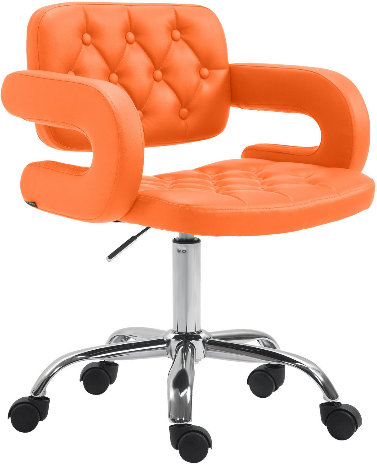 DREHSTUHL Lederlook orange - Chromfarben/Orange, Textil/Metall (62/78/55cm) - CLP