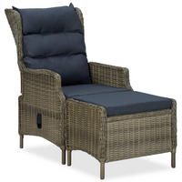 GARTENSESSEL mit verstellbarer Rückenlehne und Fußhocker, 57/88/100 cm, aus Poly Rattan, Braun - Braun, Naturmaterialien/Textil (88/100/57cm) - vidaXL