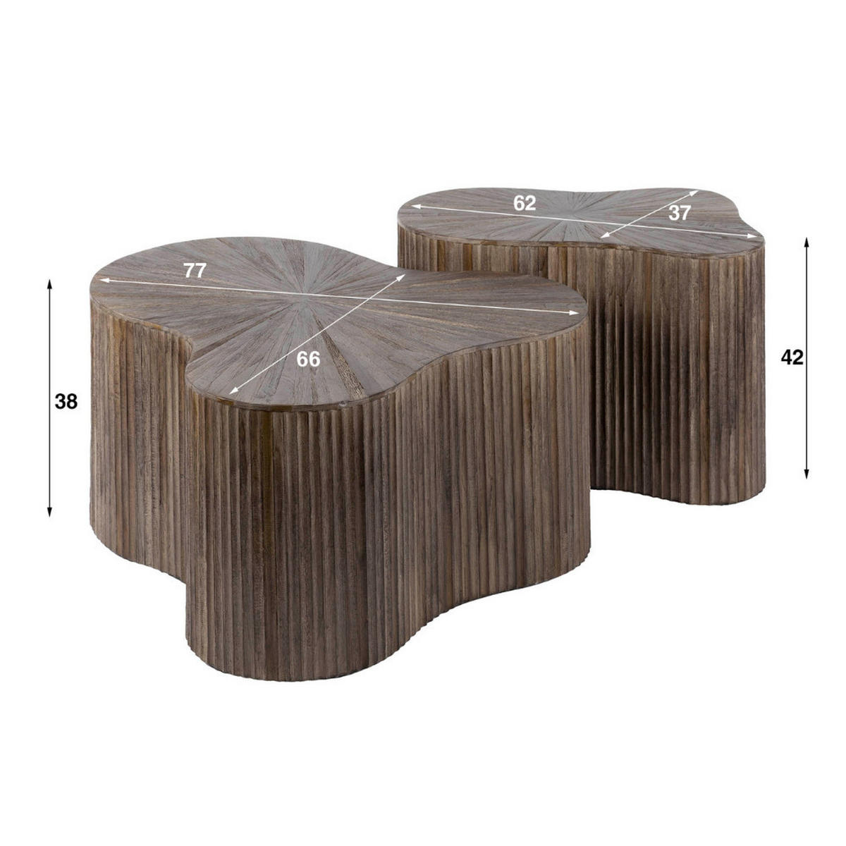 COUCHTISCH ENNIO TROFOGLIO Organische Blocktische in dunklem Teak - Braun, Holz (66/77/38cm) - alesvelt
